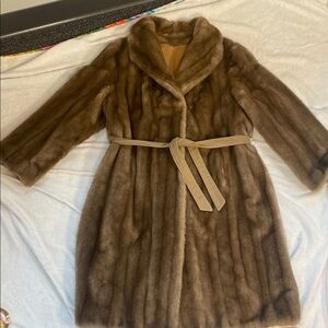 Tissavel of France Brown Faux Fur Coat